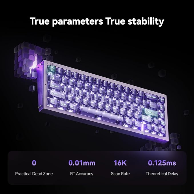 MelGeek REAL67 Wired Gaming Keyboard with RGB, Magnetic Keyboard with Hall Effect, Rapid Trigger, Hot-Swappable, Snap Tap & Adjustable Actuation, Online HIVE Custom (Potassium-Transparent Purple)