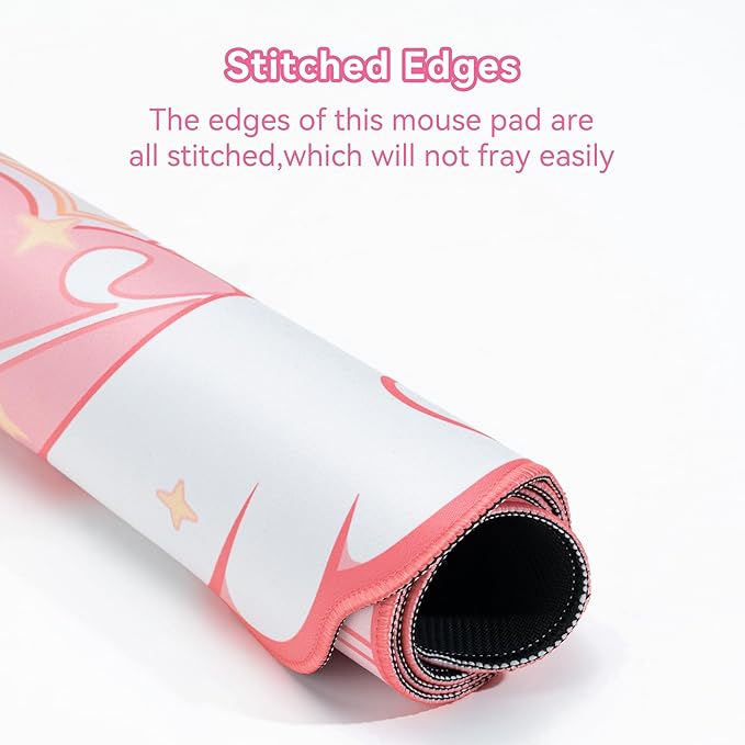 GeekShare Large Gaming Mouse Pad Kawaii Pink Non-Slip Rubber Back Mouse Pad Big Waterproof Desk Mat for Keyboard and Mouse Perfect for Gaming,or Home Office Work - Star Wings（Super Dense Cloth）
