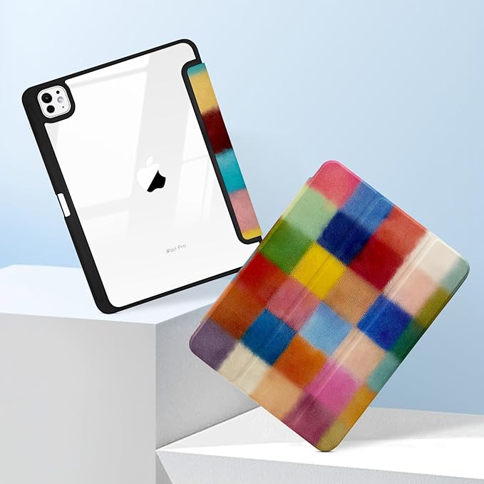 MrARTIST for for iPad Pro 11 Inch Case (M5/M4) 2025/2024 6th/5th Generation Case Cute for Women Girls Girly Kawaii Aesthetic Design for Apple Tablet Cover with Pencil Holder, Colorful Checkered