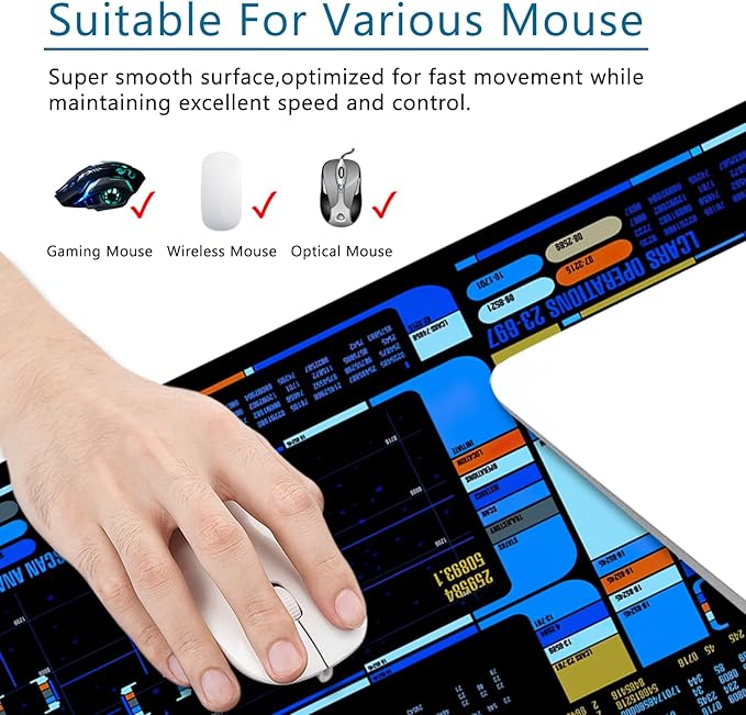 Spacecraft Dashboard Gaming Mouse Pad Large Mouse Pad Office Desk Accessories XL Desk Mat 31.5x11.8x0.12 inch Blue Large Desk Pad Keyboard Pad (Console)