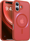 Magnetic for iPhone 17 Case,[Anti-Slip][Compatible with MagSafe][Military Grade Drop Protection] Shockproof Protective Translucent Matte Phone Case for iPhone 17 Case,Red