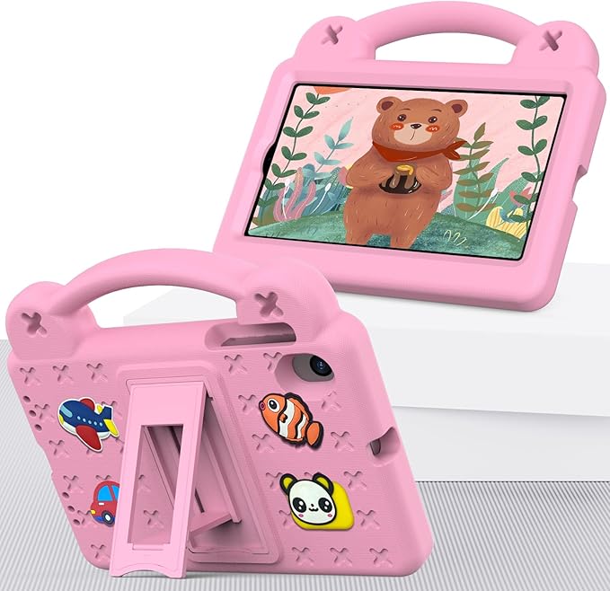AKABEILA Compatible with ONN 7.0 Tablet (4nd Gen)-100135924(2024) Tablet Case, Kids Friendly Universal Lightweight Shockproof Protective Case with Shoulder Strap & Stand Handle & Pen Tray Pink