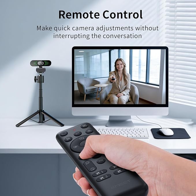 EMEET NOVA 4K Dual-Camera 4K Webcam for PC, Wide-Angle and Telephoto Cameras, Max 11X Hybrid Zoom, PDAF Focus, Remote Control, RGB Lights, Webcam with Microphone for Business or Personal Online Calls