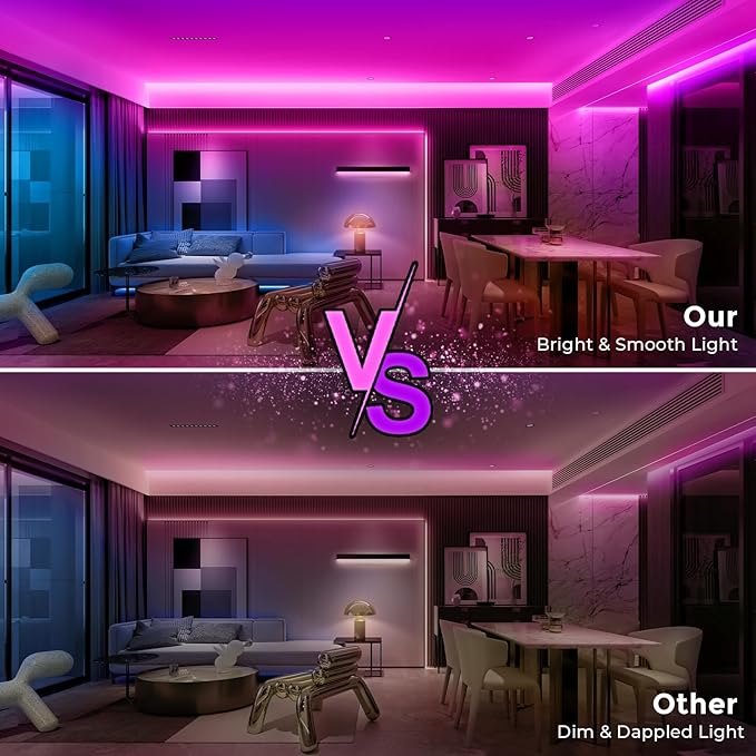 LED neon Lights,50FT RGB Neon Rope Lights,with Remote Control/APP Control,Music Sync,Timer Function,IP67 Waterproof Flexible Neon Strip Lights,for Bedroom Gaming Outdoors Decor