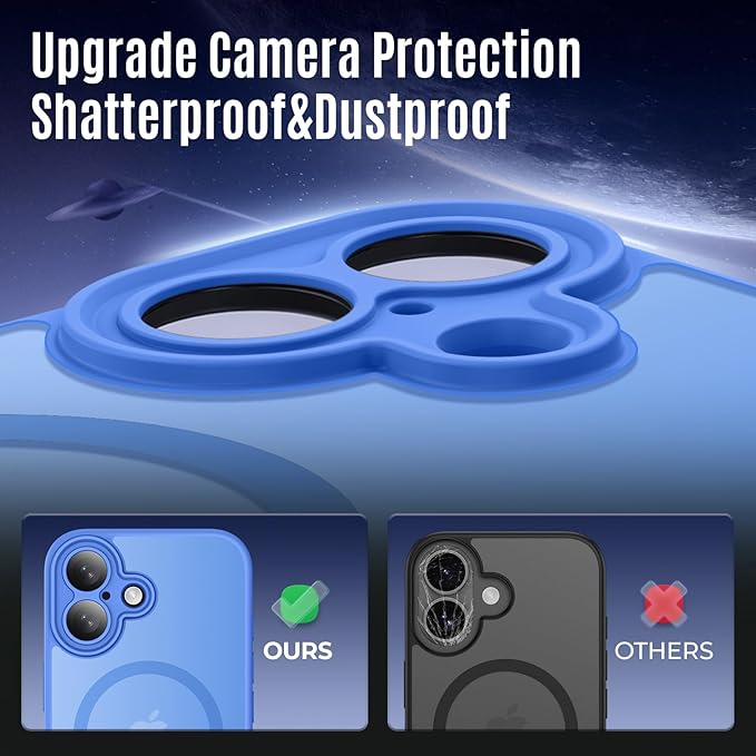 Symcele Designed for iPhone 17 Case, Compatible with MagSafe, [Camera Protection] [15FT Military Droptection] Shockproof Translucent Matte Anti-Slip Phone Case, 6.3", Blue