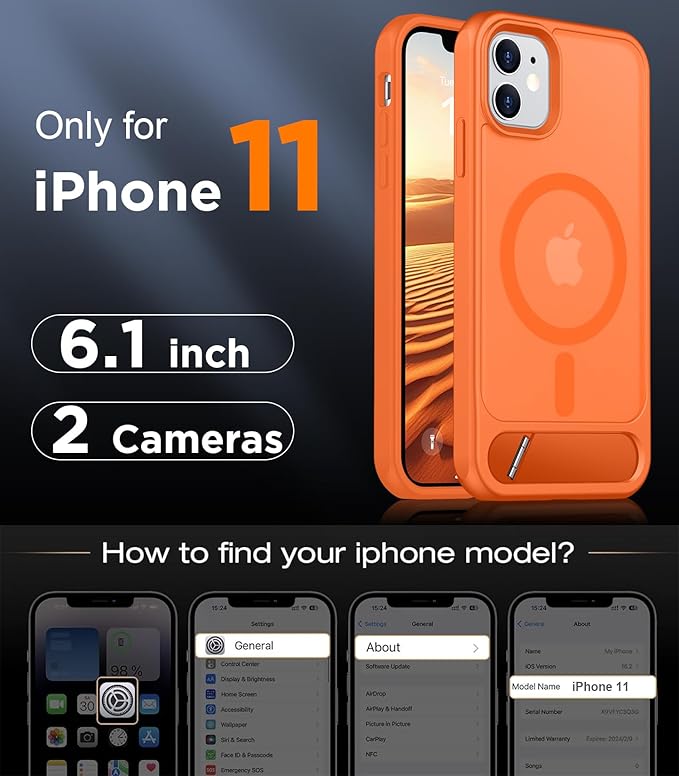 Magnetic Compatible with iPhone 11 Phone Case, [Built-in Invisible Kickstand][Compatible with MagSafe] [Military Grade Shockproof] Slim Translucent Matte Phone Case for iPhone 11 6.1"
