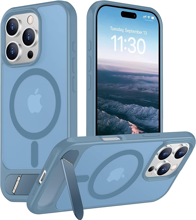 Magnetic Compatible with iPhone 16 Pro Case, [Built-in Invisible Kickstand][Compatible with MagSafe][Military Grade Shockproof] Slim Translucent Matte Phone Case for iPhone 16 Pro 6.3"