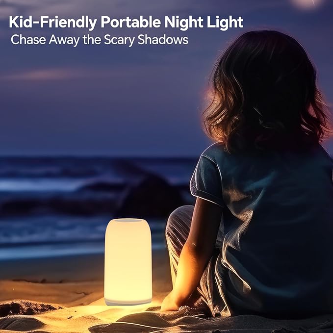 ROOTRO Cordless Table Lamps Rechargeable, Touch Lamp for Bedroom [Sleek Design & RGB Mode] 4-Level Brightness Small Bedside Lamp, LED Lamp Multi-Color Smart Nightstand Light for Living Room Home Gifts