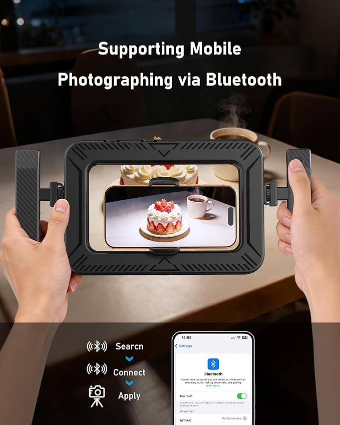 Smartphone Video Rig with LED Light, Ring Light for Phone, Video Recording with Remote, Adjustable 2900K-7000K&CRI 95+, Handheld Makeup Light for YouTube TikTok Live Streaming Makeup Vlogging