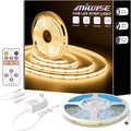 MIWISE COB LED Strip,LED Strip Light 2700K Warm White 20ft Dimmable Super Bright 24V,High Density Flexible Tape Light with RF Remote Timer Function,for Shelf/Cabinet/Bedroom/TV DIY Lighting Project
