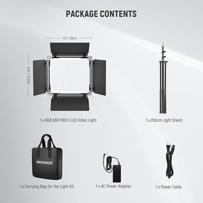 NEEWER Upgraded RGB LED Studio Video Light with Tripod Stand, App Control 50W 7000Lx CRI97+ 3200-5600K Dimmable Panel Key Lighting Kit for Game Streaming YouTube Recording Photography, RGB660 PRO II