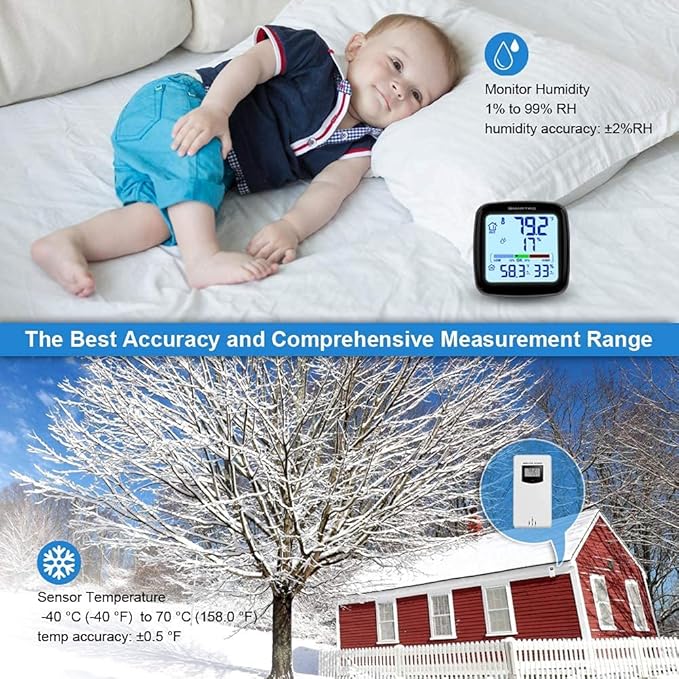 SMARTRO SC92 Professional Indoor Outdoor Thermometer Wireless and SC42 Professional Digital Hygrometer Indoor Thermometer Room Humidity Gauge Temperature and Humidity Meter & Pro Accuracy Calibration