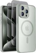 Symcele Designed for iPhone 15 Pro Case, Compatible with MagSafe, with Privacy Screen Protectors X2, [Camera Protection] [15FT Military Drop Protection] Shockpoof Phone Case, 6.1'', Calke Green
