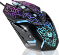 Gaming Mouse, 4 DPI Settings Up to 3600 DPI, Light Up RGB Ergonomic Optical Gaming Mice for Laptop/mac, Computer Wired USB Mouse, 7 Colors LED Backlight, 6 Buttons-Black