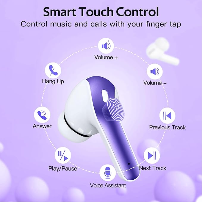 TAGRY Bluetooth Headphones True Wireless Earbuds 60H Playback LED Power Display Earphones with Wireless Charging Case IPX5 Waterproof in-Ear Ear buds with Mic for TV Smart Phone Laptop Computer Sports