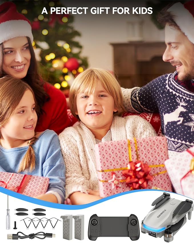 SIMREX 4K FPV Drone with Brushless Motor for Beginners & Teens — 40-Min Flight, Optical Flow Positioning, Gesture Control & VR Mode, Foldable Camera Drone Gift for Kids Ages 8+(Gray)