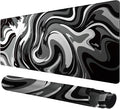 Large Gaming Mouse Pad - Black and White Mouse Pad with Stitched Edges, Extended XL Mousepad with Anti-Slip Rubber Base, Ink Liquid Wave Desk Mat for Keyboard and Mouse(31.5x15.8 inch)