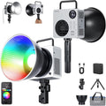 NEEWER 80W RGBWW LED Video Light with 72Wh Battery, 100W PD Fast Charger, APP/2.4G Control, 10400lux/m 2500K-7500K, Mini RGB Bowens Mount Studio Photography Recording Continuous Output Lighting, HB80C
