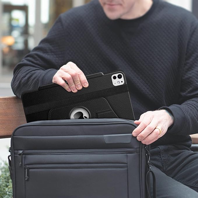 Fintie Rotating Case for iPad Pro 13-inch (M5) 2025 / (M4) 2024 with Pencil Holder - 360 Degree Swiveling Protective Stand Cover with Auto Wake/Sleep, Black