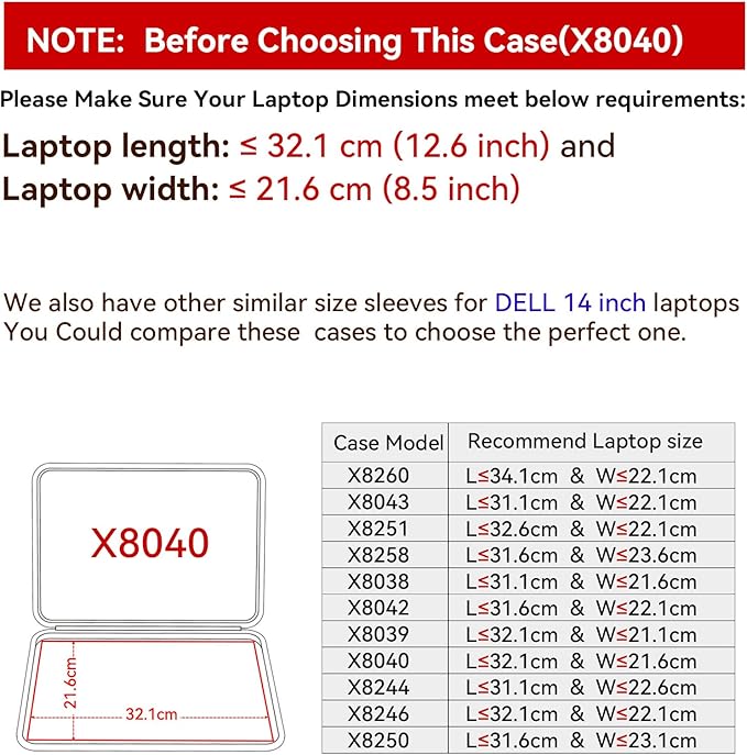 Smatree Hard EVA Protective Sleeve Case Compatible for 14 inch Dell Vostro 14 3430 Laptop, for 14 inch Dell Inspiron 14 3420 Laptop Water-Proof Sleeve (X8040)