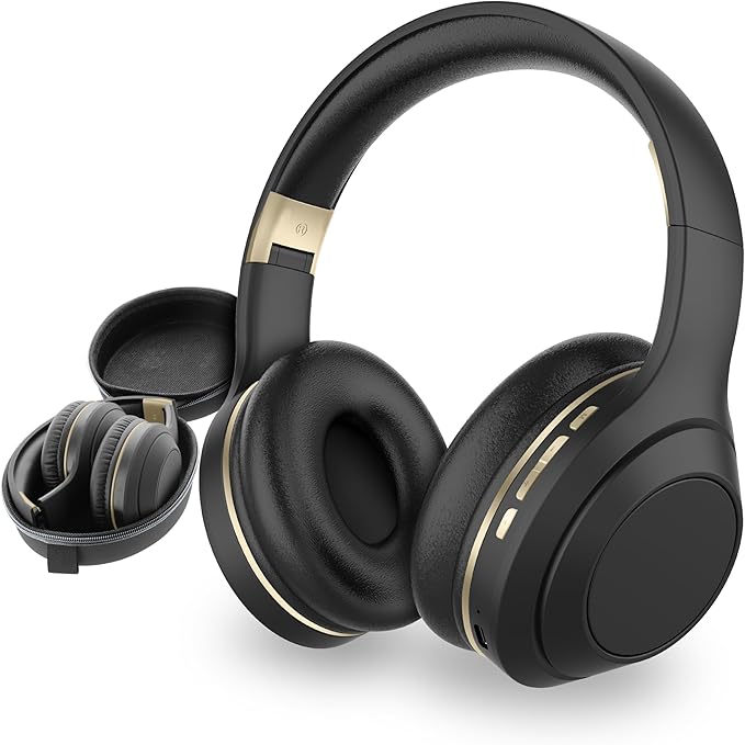 SENTRY OSH Over Ear Bluetooth Wireless Headphones, Active Noise Canceling -20dB Reduction, 22 Hour Battery Life, Control Buttons, Built in Microphone, USB C Charging and Carrying Case Included