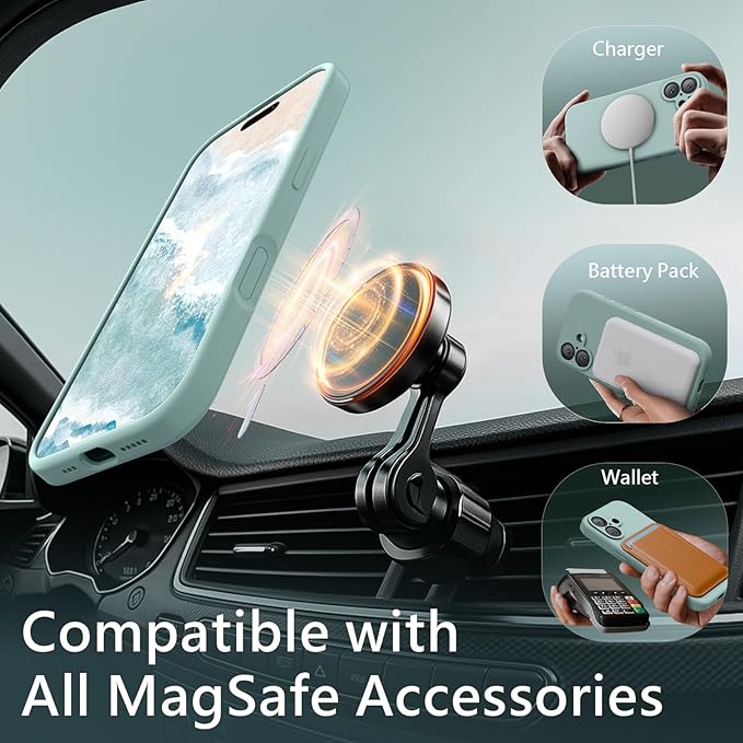 FireNova Magnetic for iPhone 17 Case, Compatible with MagSafe, [Integrated Silicone Camera Control Button] [Camera Protection] Anti-Scratch Microfiber Lining Phone Case, 6.3", Mint Green