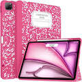 Soke Case for iPad Air 13 Inch (M4/M3/M2,2026-2024), iPad Pro 12.9" 6th/5th Generation with Pencil Holder(2021 2022 Release)-[Apple Pencil Charging + Auto Wake/Sleep] Soft Back Cover, Book Hot Pink