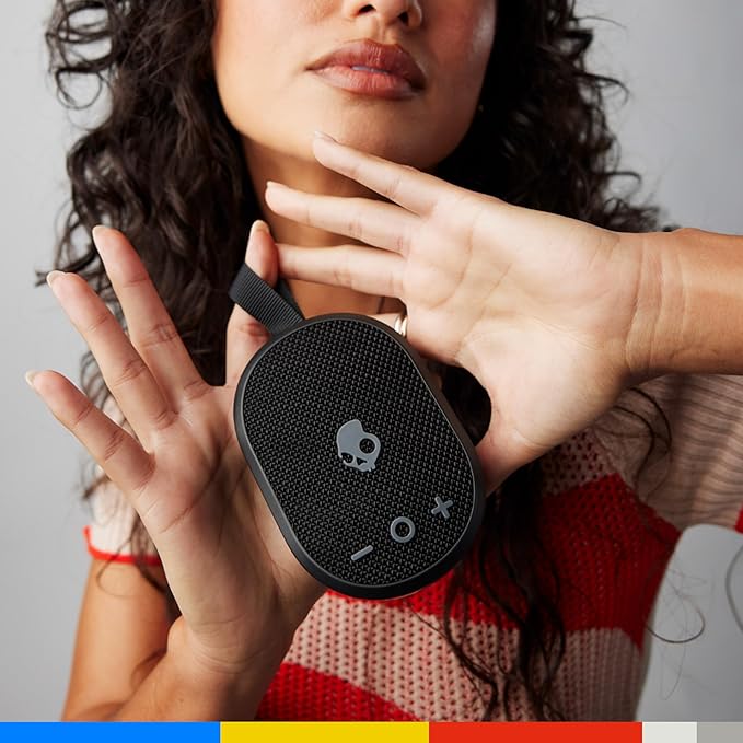 Skullcandy Ounce+ Wireless Bluetooth Speaker - IPX7 Waterproof Mini Portable Speaker with 16 Hour Battery, True Wireless Stereo, and Ballistic Nylon Carry Strap (Black)