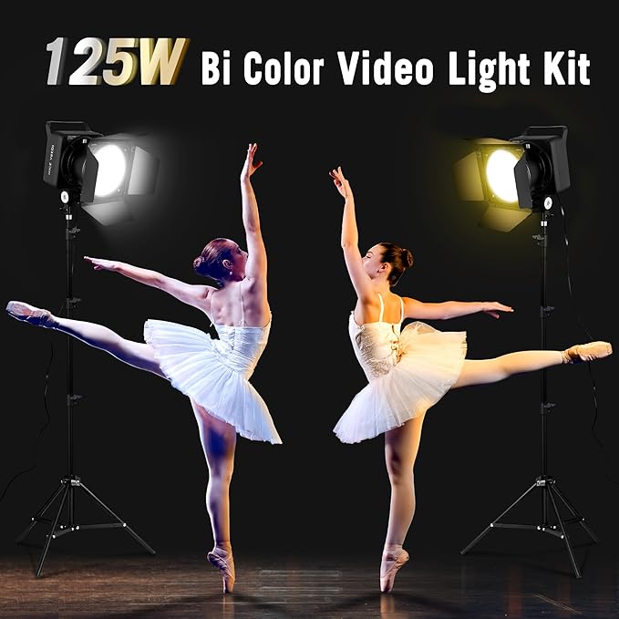 NiceVeedi 125W RGB Professional Cob Video Light with Bowens Mount, 3000K-10000K Studio Light with IR Remote Control, CRI 97+, 9 Effects Continuous Lighting for Video Recording/Photography/Filmmaking