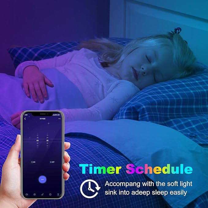Pandery RGB COB LED Strip Light,DC24V 576leds/m Music Synchronized Color Change APP and Bluetooth Remote Control 9.84FT/3M,Indoor RGB COB Strip Light for Bedroom,Game Room,Bar,Party