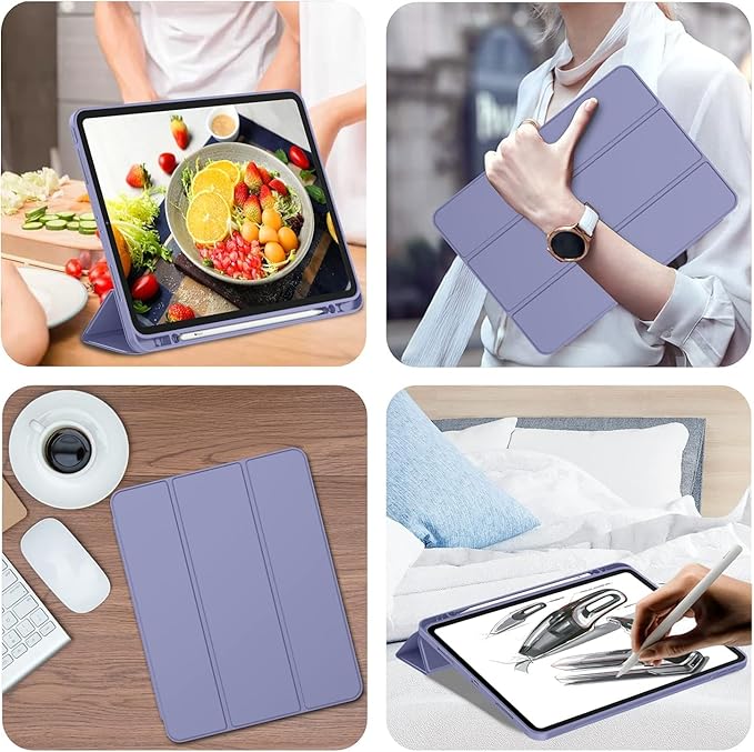 iMieet iPad Pro 13 Inch Case (M5/M4) 2025/2024 with Pencil Holder, Trifold Stand Smart Case with Soft TPU Back, Auto Wake/Sleep (Lavender)