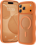 toushion for iPhone 17 Pro Max Case Cute Orange,Fits MagSafe,Matte Skin Feeling Back,Curly Wave Edge,Slim & Durable & Stylish,Cover Military-Grade Protection