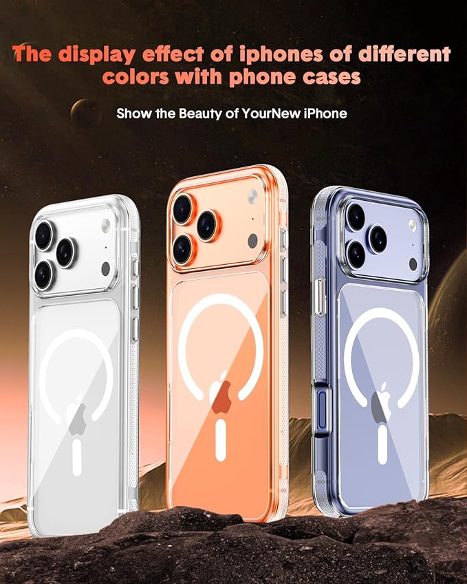 3-in-1 for iPhone 17 Pro case with Screen Protector & Camera Cover, N52 Magnetic Phone Case Compatible with MagSafe, Non-Slip Matte Bumper with Crystal Clear Back, Anti-Scratch Protective Slim Kit