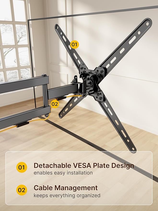 monTEK Full Motion TV Wall Mount Bracket for Most 13-55 Inch LED LCD Flat Screen TVs & Monitors, Swivel Tilt Extension Rotation with Articulating Arms, TV Mount Max VESA 400x400mm, up to 55lbs