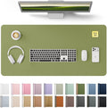 YSAGi Leather Desk Protector, Office Mat, Large Mouse Mat, Non-Slip PU Leather Blotter, Laptop Pad, Waterproof Writing Pad for Office and Home (Green, 35.4" x 17")