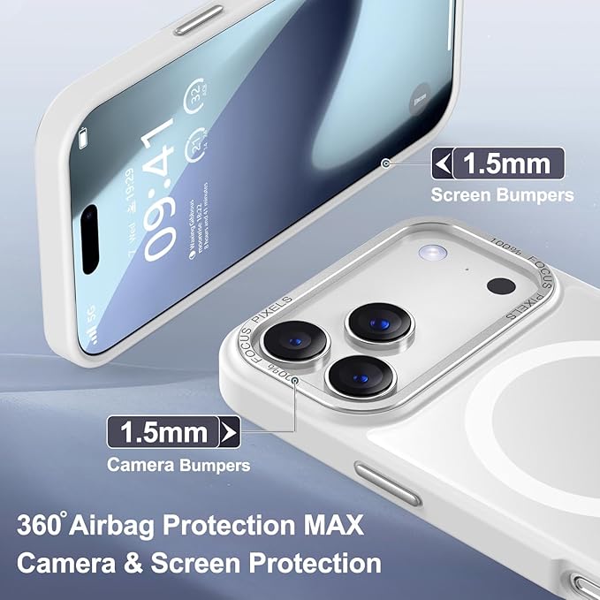 Newfuture Magnetic for iPhone 17 Pro Max Case [Compatible with Magsafe] [Military Grade Drop Protection] Translucent Matte Anti-Scratch Shockproof Protective Phone Cover 6.9 Inch, Frosted White