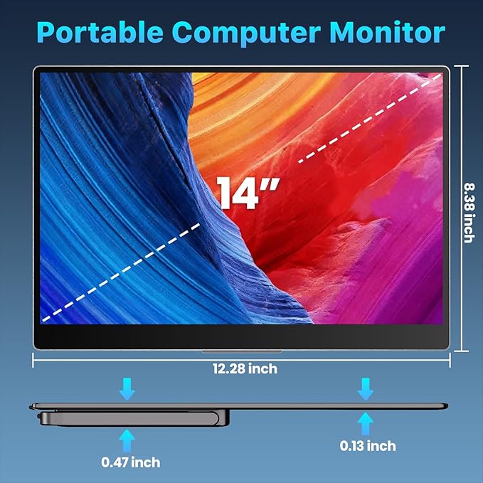 Upperizon Portable Monitor 14 inch 4K 3840X2400 100000:1 100% DCI-P3 OLED HDMI USB-C Travel Monitor for Laptop MacBook PC Surface PS5 Xbox, External Display with Kickstand & Speakers, VESA Compatible