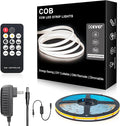 COB LED Strip Lights, ETL Listed Daylight White Light Strip 6000K, 16.4ft 24V COB Lights with 1600 LEDs, CRI 90+, Remote, 24V Adapter, LED Light for Cabinets, Home Lighting Indoor Decoration