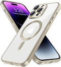 Hython Magnetic Clear for iPhone 14 Pro Case with Camera Lens Protector [Compatible with MagSafe] Luxury Plating Edge Slim Soft TPU Cover Protective Phone Case for iPhone 14 Pro 6.1", Matte Gray