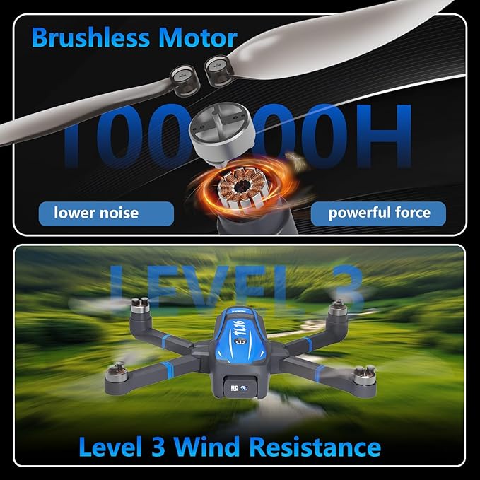 Toladrone TL16 Drones with Camera for Adults 4K, Brushless Motor Mini Drone with Camera for Beginners with Headless Mode 360° Flip Gravity Control, Foldable Quadcopter for Adults, Blue