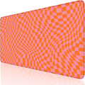 iCasso XXL Large Mouse Pad for Desk, Anti-Slip Big Mousepad with Stitched Edges, Keyboard Pad Mouse Mat for Computer (Orange Checkered)