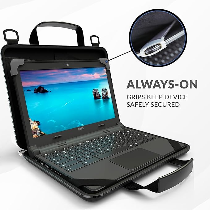 UZBL 13-14 Inch Always-on Chromebook Protective Hard Case with Adjustable Shoulder Strap and Carrying Handles