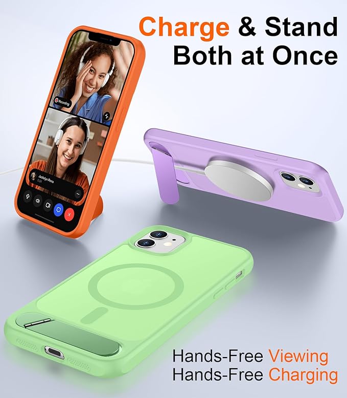 Magnetic Compatible with iPhone 11 Phone Case, [Built-in Invisible Kickstand][Compatible with MagSafe] [Military Grade Shockproof] Slim Translucent Matte Phone Case for iPhone 11 6.1"