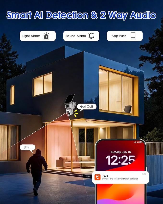 SANSCO 2 Pack 4G LTE Cellular Security Camera Wireless Outdoor, 360 Days Free Unlimited Data, Built-in SIM Card 64GB, 360° PTZ, No WiFi Solar Powered, 2K Color Night Vision, 2 Way Audio, AI Detection