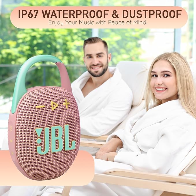 JBL Clip 5 Portable Bluetooth Speaker, IP67 Waterproof & Dustproof, Long-Lasting Battery - Purple - Boomph's Comprehensive Ultimate Performance Cloth Solution for Your On-the-Go Sound Experience