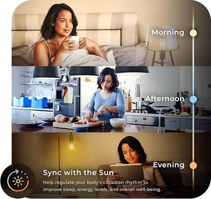 Globe Electric 34919 Wi-Fi Smart 5.5W (60W Equivalent) Straight Filament Tunable White Amber Glass LED Light Bulb, No Hub Required, Voice Activated, 2000K - 5000K, Vintage Edison Style, 500 Lumns