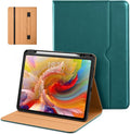 DTTO for iPad Pro 13 inch Case (M5/M4) 2025/2024, Premium Leather Business Folio Stand Cover with Pencil Holder - Auto Wake/Sleep & Multiple Viewing Angles, Built in Hand Strap & Pocket, Green