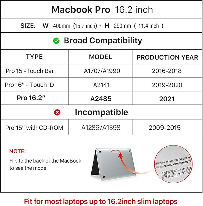 Top Grain Leather 16.2" Slim PC Sleeve Case, Solid Vintage Design, Handmade, Compatible with MacBook Pro 16.2" A2485 M1 Max 15" Touch Bar A2141 A1707 Pro 16" Touch ID A1990, Coffee 16.2 Inch