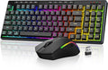 Redragon S156 Wireless Keyboard and Mouse with Tri-Mode, Mechanical Feel Keyboard and 4800 DPI 61G Ultra-Light Gaming Mouse, RGB Backlit, 4 Macro Keys, Long Battery Life for PC, Mac, Ideal for Gamer