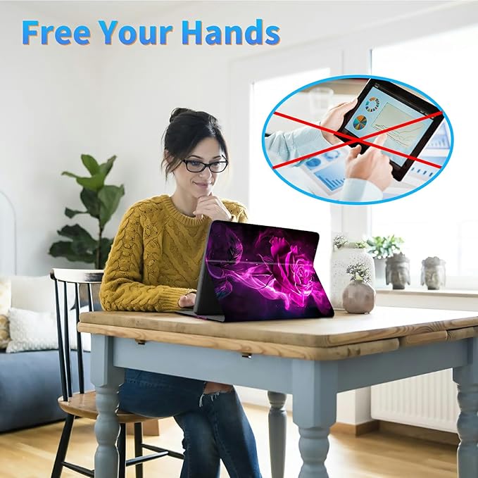 for 7" Kindle Paperwhite 12th Generation 2024/2025 & Kindle Colorsoft Signature Edition Tablet Case, Slim Kickstand Stand Leather Smart Cover with Auto Wake/Sleep, Rose Red Wolf